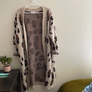 Long fuzzy, cheetah print cardigan